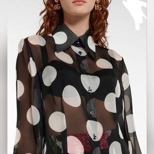 Dolce & Gabbana b/w silk chiffon blouse size 4